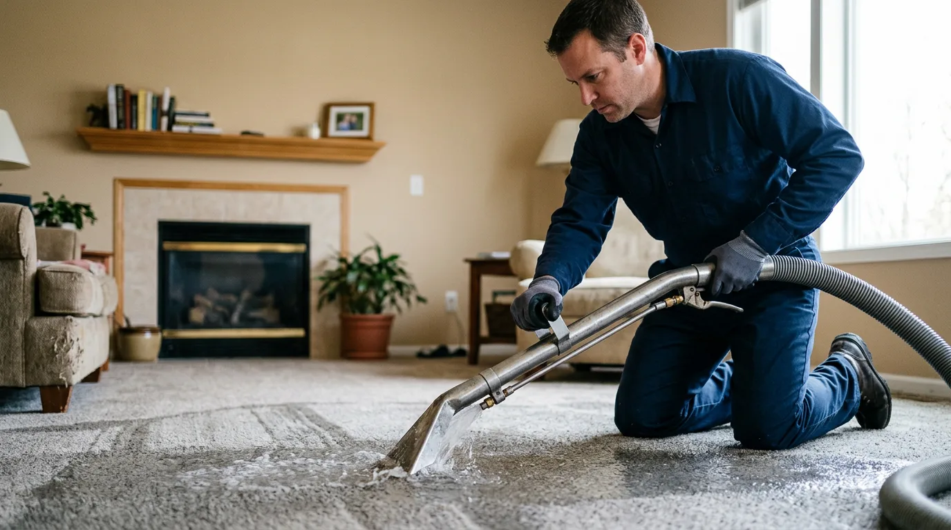 Water damage restoration technician working near Marcella, AR
